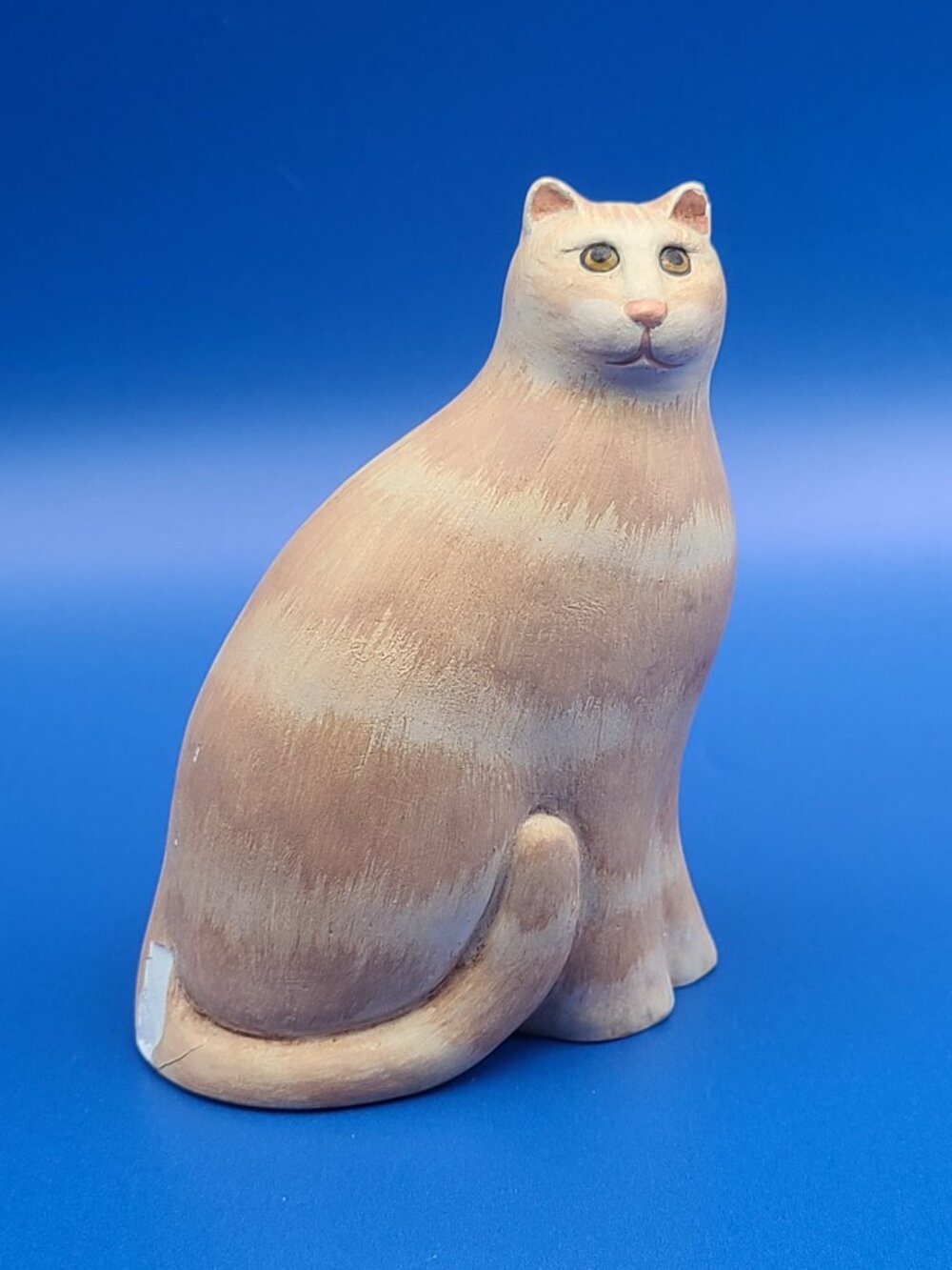 Artisans Vintage 1989 Orange Tabby Cat Figurine Heavy Chalkware AS IS